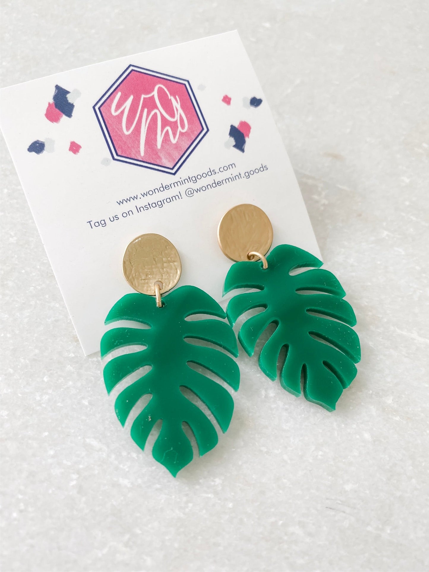 Monstera Leaf Acrylic Earrings - Wondermint Goods