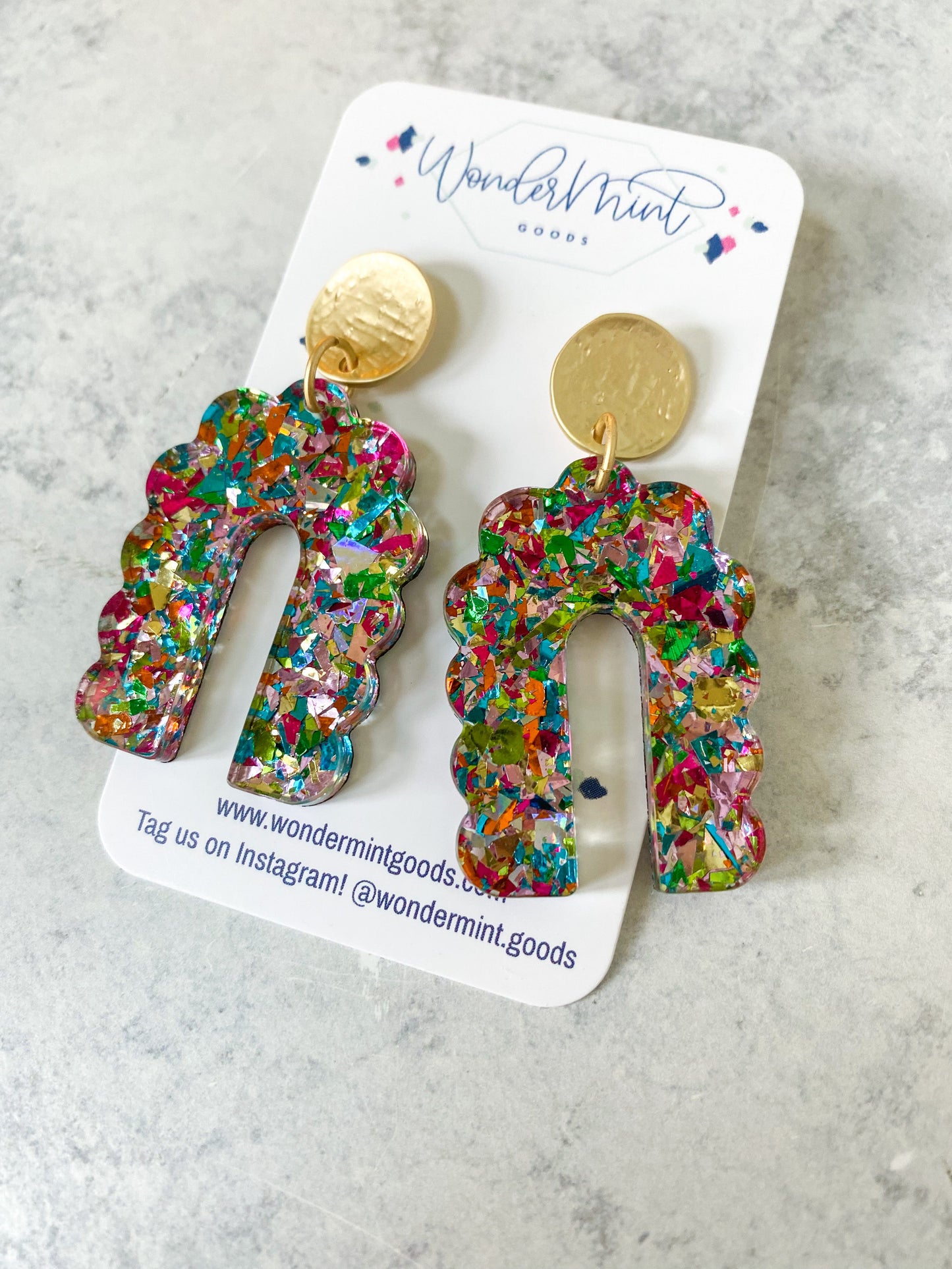 Party Confetti Scalloped Arch Earrings