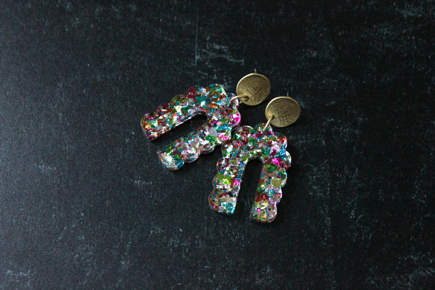 Party Confetti Scalloped Arch Earrings