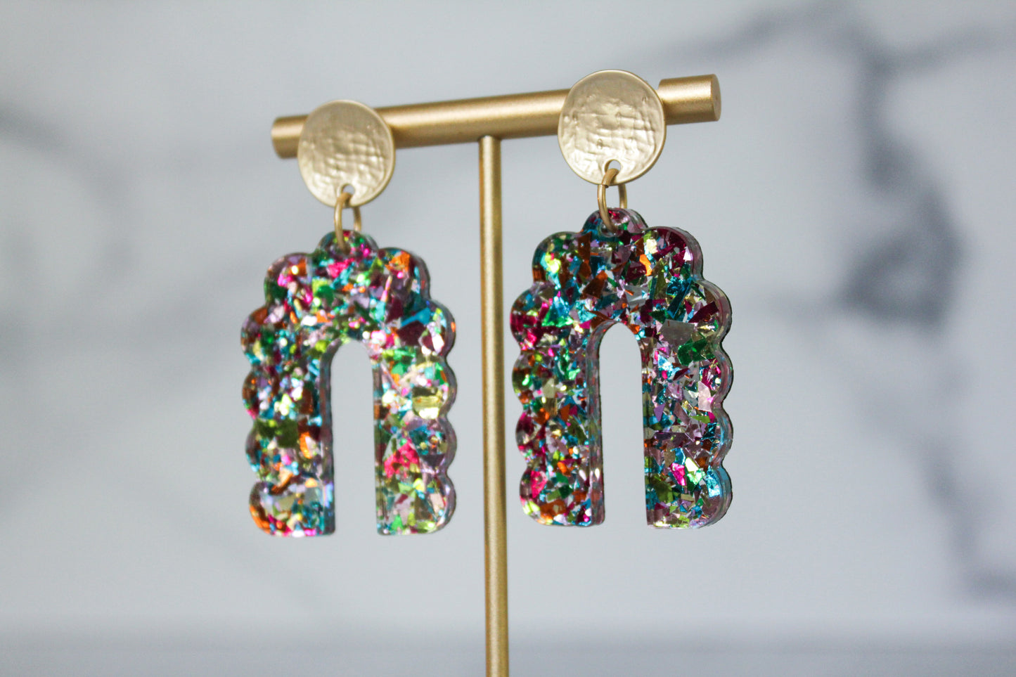 Party Confetti Scalloped Arch Earrings