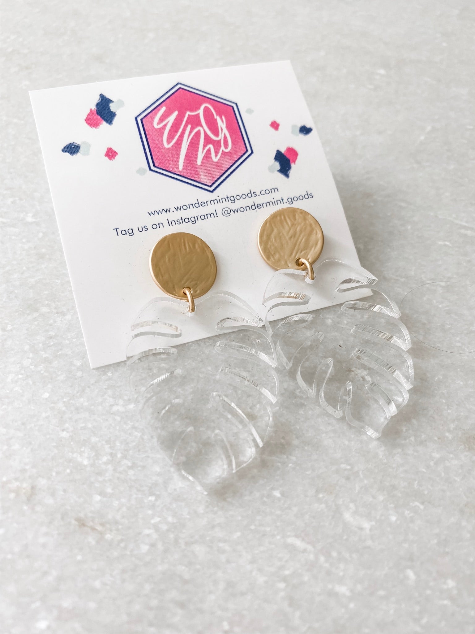 Monstera Leaf Acrylic Earrings - Wondermint Goods