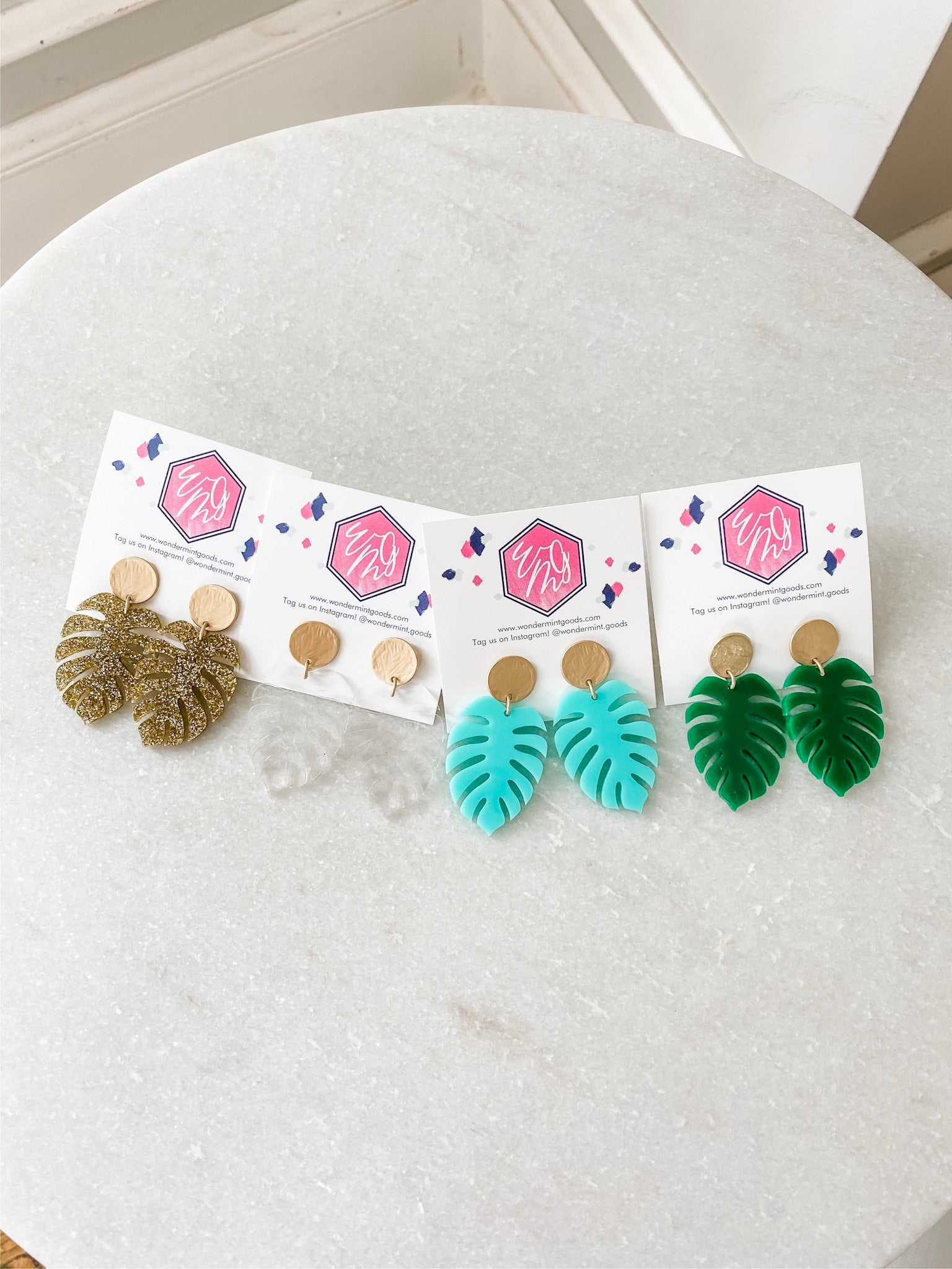 Monstera Leaf Acrylic Earrings - Wondermint Goods