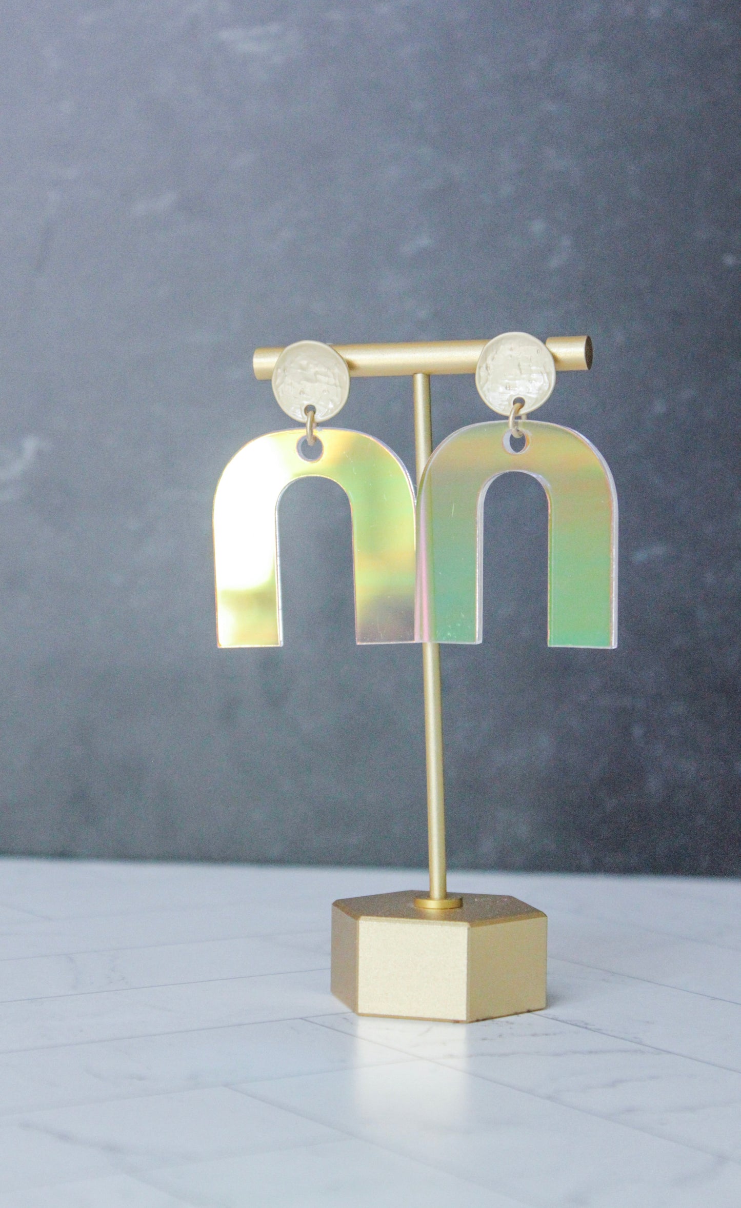 Iridescent Arch Acrylic Earrings
