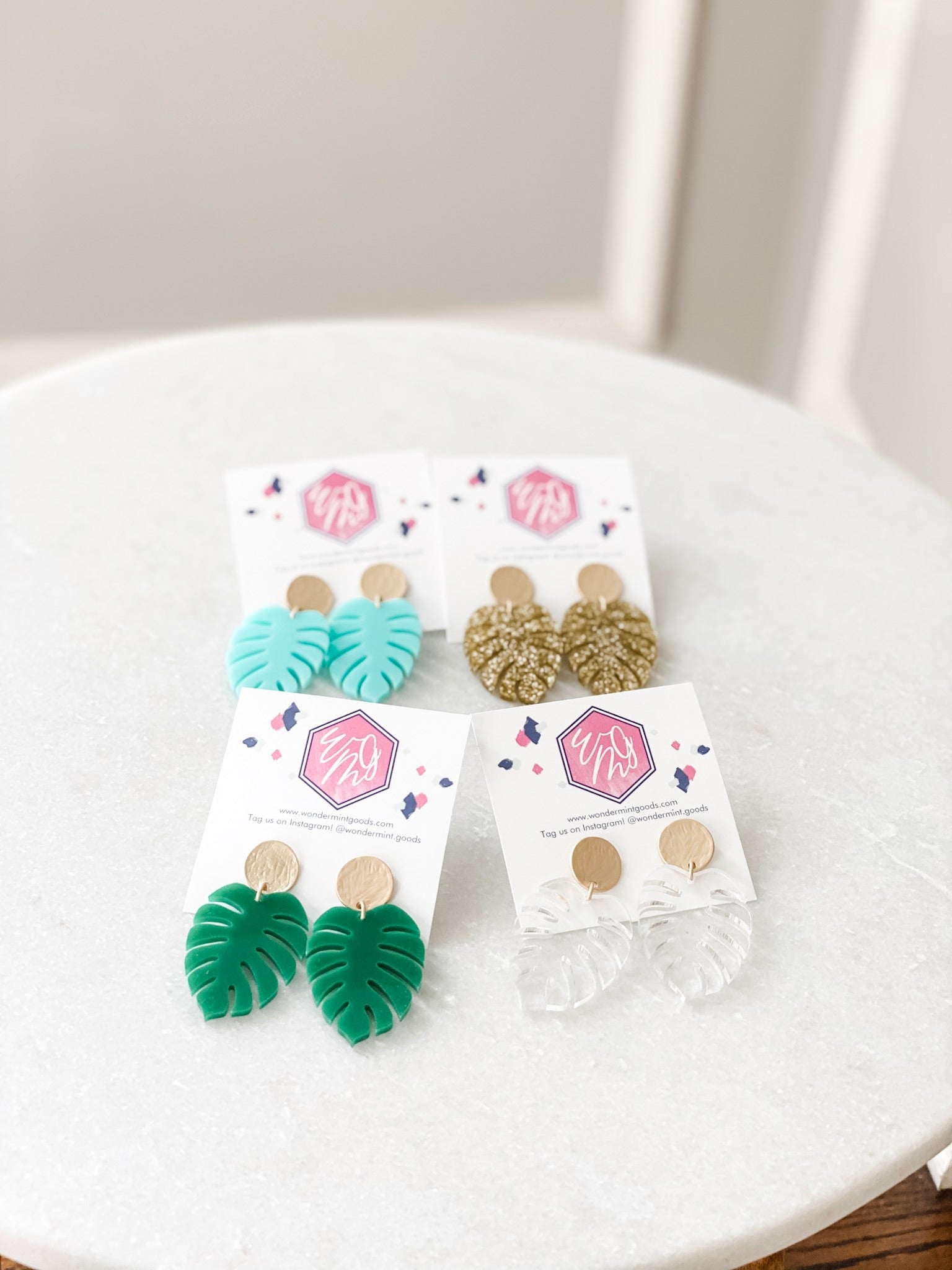 Monstera Leaf Acrylic Earrings - Wondermint Goods