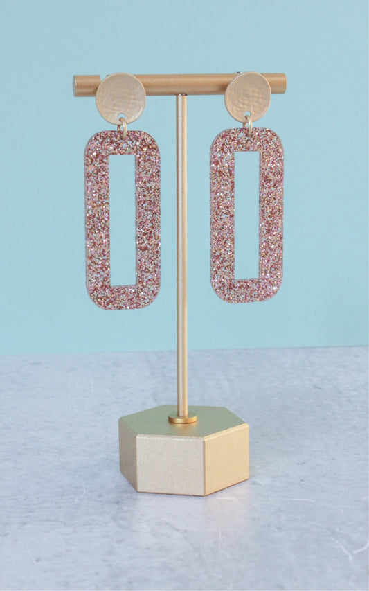 Rose Gold Glitter Rectangle Drops